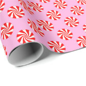 Roze Vakantie Pepermunt Candy Cane Patroon Cadeaupapier (Rol Hoek)
