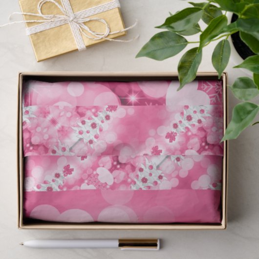 Roze vakantieboom voor een meisjesthema tissuepapier (Geschenk)