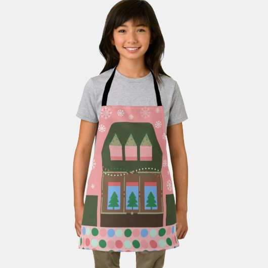 Roze vakantiedorp schort (Insitu)