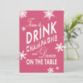 Roze vakantietijd om champagne-uitnodiging te Drin Kaart (Staand voorkant)