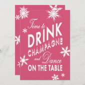 Roze vakantietijd om champagne-uitnodiging te Drin Kaart (Voorkant / Achterkant)