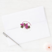 Roze val bladeren ronde sticker (Envelop)