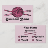 Roze val van Garens (nit & haakwerk) Visitekaartje (Voorkant / Achterkant)