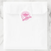 Roze Valedictorian Afstuderen Gift Ronde Sticker (Tas)