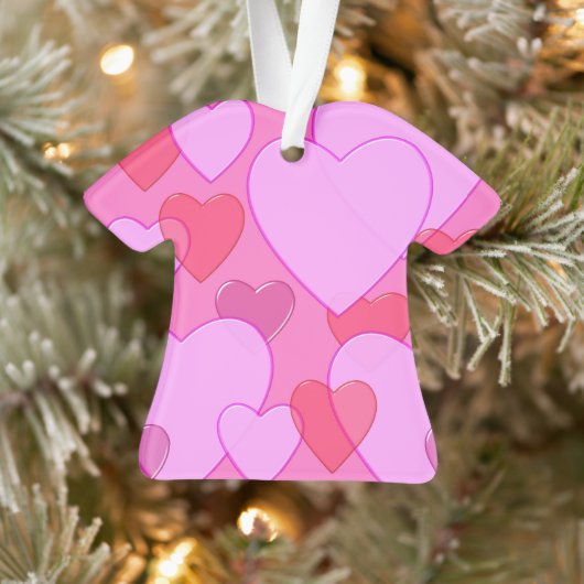 Roze Valentijn achtergrond van het bevonden hart K Ornament (Boom)