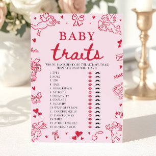 Roze Valentijn Baby Kenmerken Baby Shower Spel Kaart