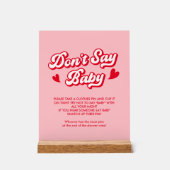 Roze Valentijn Baby shower Zeg geen Baby Spel Acryl Bord (Voorkant)