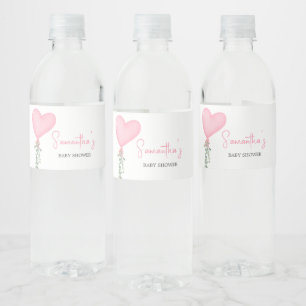 Roze Valentijn ballon Baby shower Waterfles Etiket