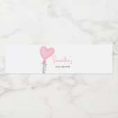 Roze Valentijn ballon Baby shower Waterfles Etiket (Enkel label)
