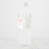 Roze Valentijn ballon Baby shower Waterfles Etiket (Voorkant)