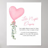 Roze Valentijn ballon late night luiers Poster (Voorkant)