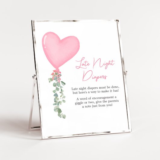 Roze Valentijn ballon late night luiers Poster