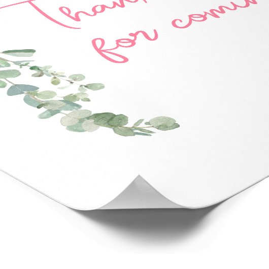 Roze Valentijn Balloon Bedankt voor het komen Poster (Hoek)