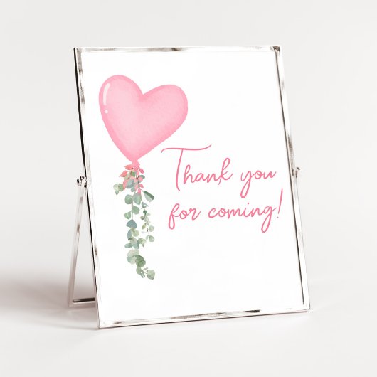 Roze Valentijn Balloon Bedankt voor het komen Poster