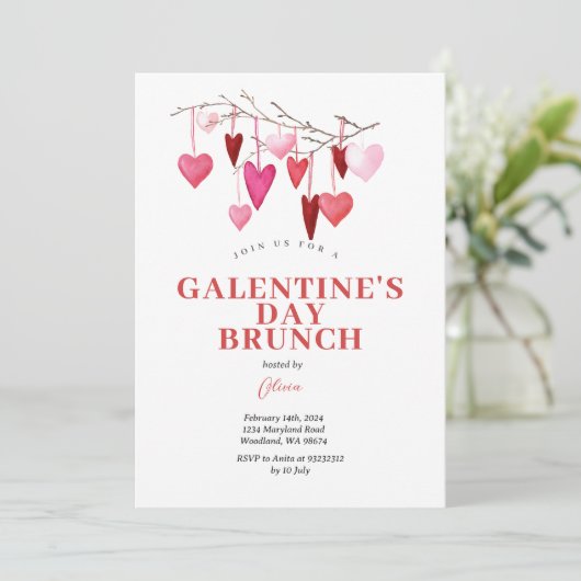 Roze Valentijn Brunch Dag Vriendschapsuitnodiging  Kaart (Staand voorkant)