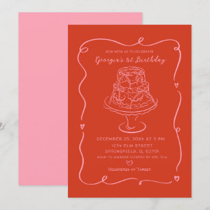 Roze Valentijn Conquette Bow Girl's 1st Birthday Kaart