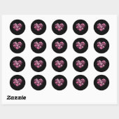 Roze Valentijn Coquette Strik Hart  Ronde Sticker (Vel)