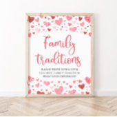 Roze Valentijn Familie Tradities Baby shower Sign Poster