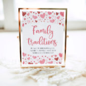 Roze Valentijn Familie Tradities Baby shower Sign Poster