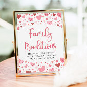 Roze Valentijn Familie Tradities Baby shower Sign Poster