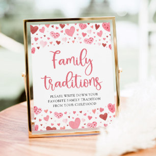Roze Valentijn Familie Tradities Baby shower Sign Poster