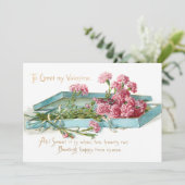  roze Valentijn Feestdagenkaart (Staand voorkant)