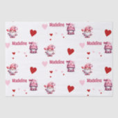 Roze Valentijn Gnomen Gepersonaliseerd Tissuepapier (Voorkant)