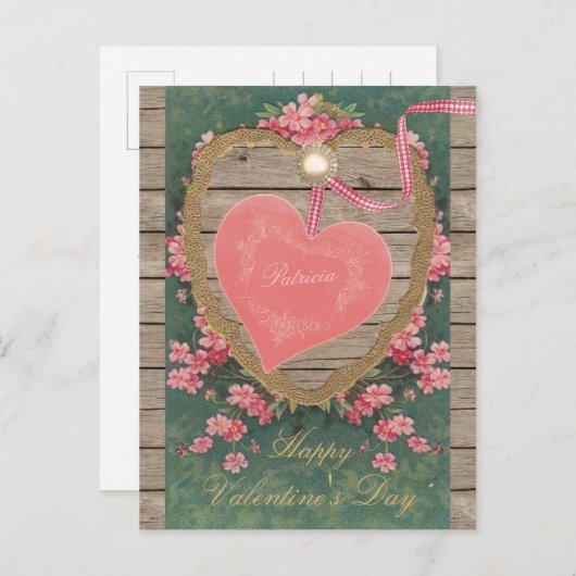  roze Valentijn hart CC0832 Scrapbook Feestdagenkaart (Voorkant / Achterkant)