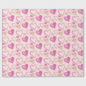 Roze Valentijn Hart Waterverf Handgeschilderd Cadeaupapier (Vlak)