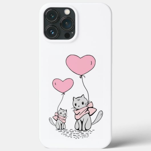 ROZE VALENTIJN HARTBALLONNEN MET GRIJZE KITTENS Case-Mate iPhone CASE (Achterkant)