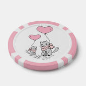 ROZE VALENTIJN HARTBALLONNEN MET GRIJZE KITTENS POKER CHIPS (Enkel)