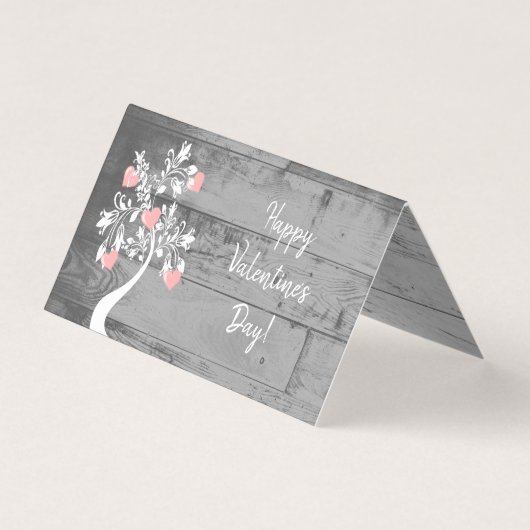 Roze Valentijn Harten Boom Gevouwen Kaart (Voorkant)