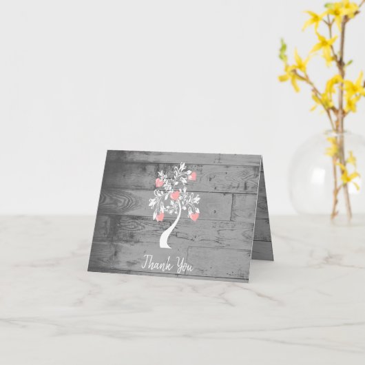 Roze Valentijn Harten Boom Hartelijk dank Kaart (Gele Bloem)