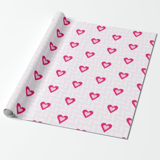 ROZE VALENTIJN HARTEN CADEAUPAPIER (Uitgerold)