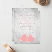 Roze Valentijn Harten Flat Note Kaart Notitiekaartje (Voorkant / Achterkant in situ)