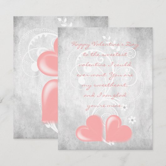 Roze Valentijn Harten Flat Note Kaart Notitiekaartje (Voorkant / Achterkant)