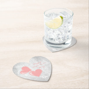 Roze Valentijn Harten Onderzetter papier