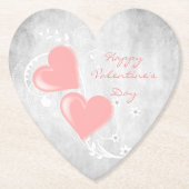 Roze Valentijn Harten Onderzetter papier (Voorkant)