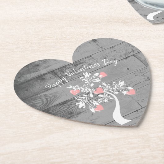 Roze Valentijn — Harten Onderzetter papier (Gekanteld)
