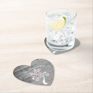 Roze Valentijn — Harten Onderzetter papier