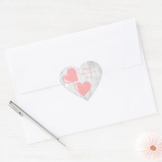 Roze Valentijn Harten Sticker (Envelop)