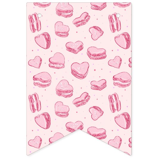 Roze Valentijn Harten Verjaardagsfeestdecor Vlaggetjes (Eerste vlag)