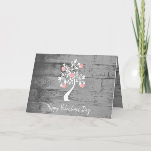 Roze Valentijn Harten Wenskaart Boom Kaart (Voorkant)