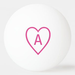 Roze Valentijn Hartlijn met Monogram Initiaal Pingpongbal