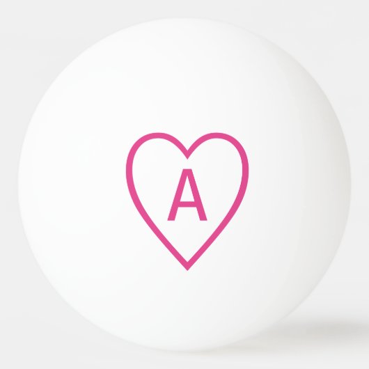 Roze Valentijn Hartlijn met Monogram Initiaal Pingpongbal (Voorkant)