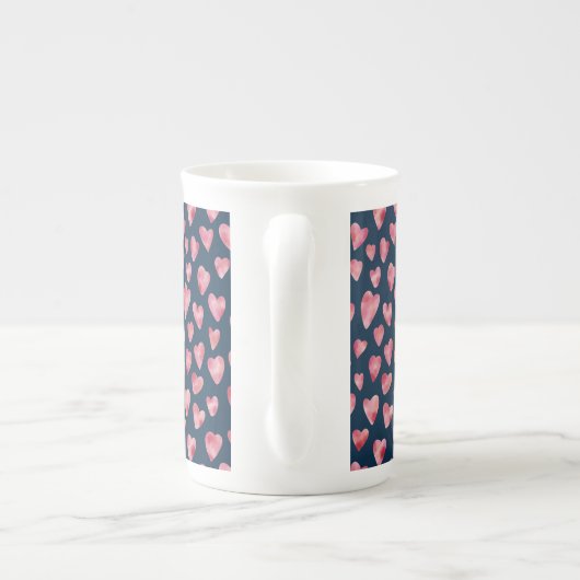 Roze Valentijn Heart Bone China Mok (Achterkant)