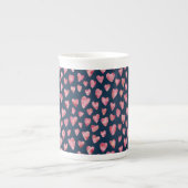 Roze Valentijn Heart Bone China Mok (Voorkant)