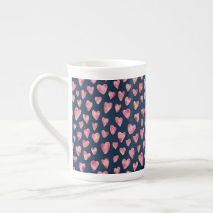 Roze Valentijn Heart Bone China Mok