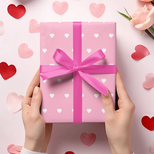 Roze Valentijn Hearts Inpakpapier Vel