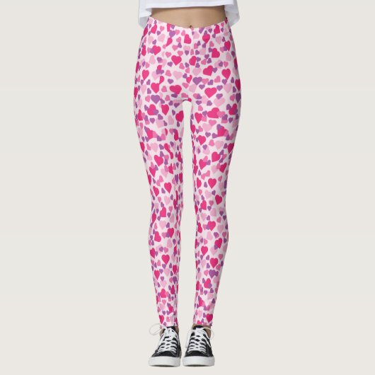Roze Valentijn Hearts Leggings (Voorkant)